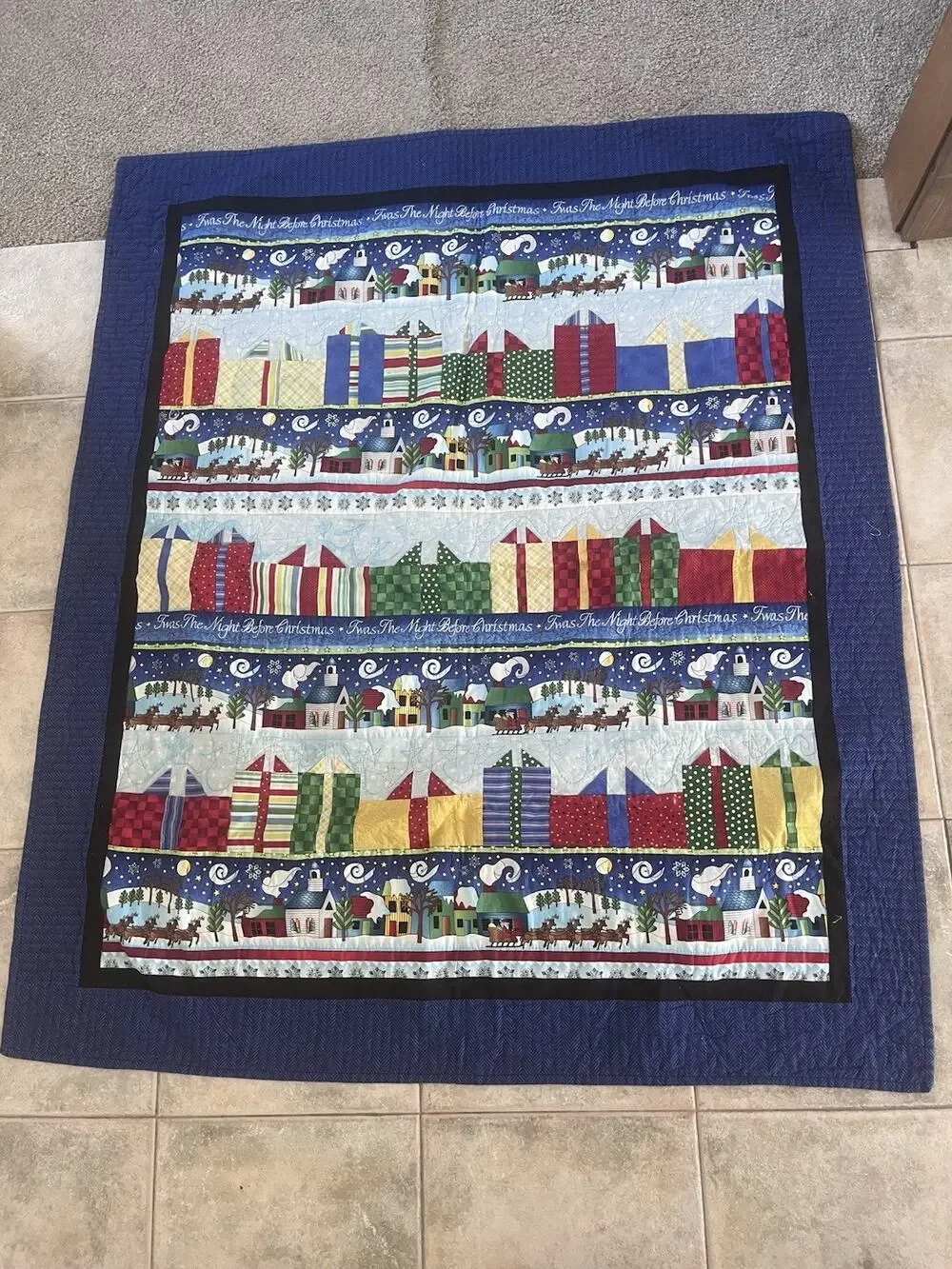 Vintage Handmade Christmas Quilt Blanket